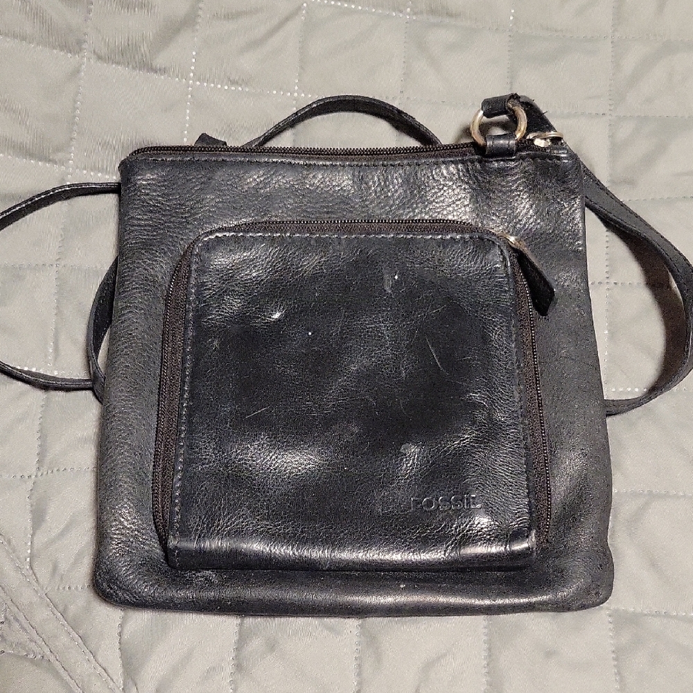 Fossil Black Leather Men's Bag